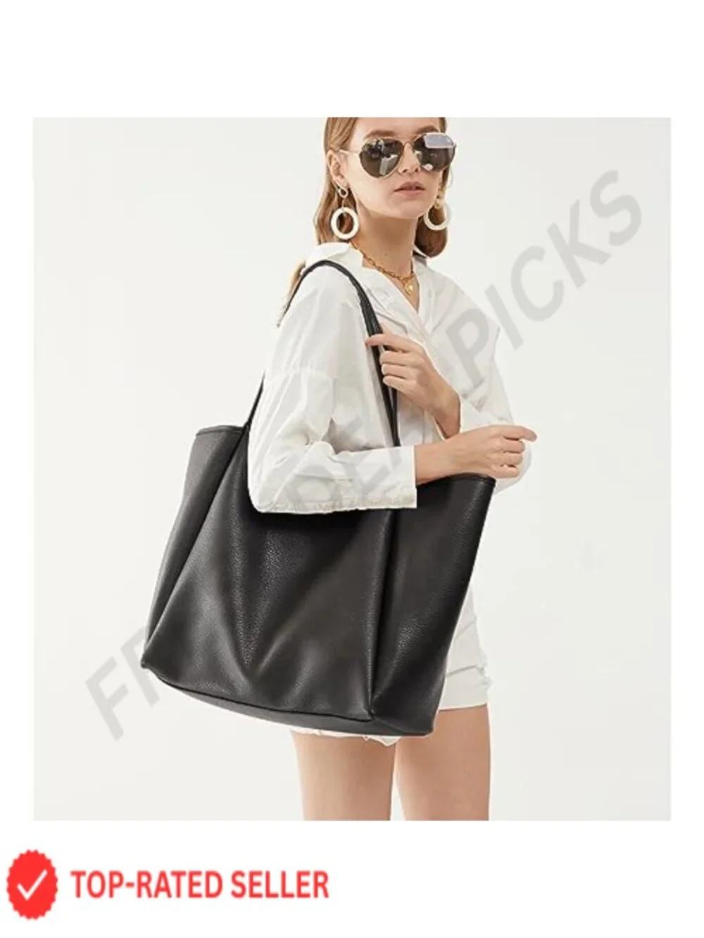 Oversize PU Leather Tote Weekender Travel Bag Shopper Hobo